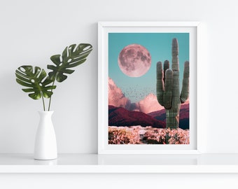 Surreal Art Collage - Cactus Desert Sunrise collage