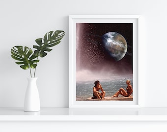 Surreal Art Collage - waterfall in space Collage