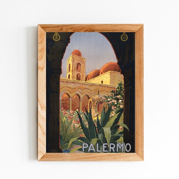 Palermo, Italy Vintage Wall Poster, Europe Travel Print, Old Travel Wall Art, Vintage Printable City Art, Home Decor for Travelers