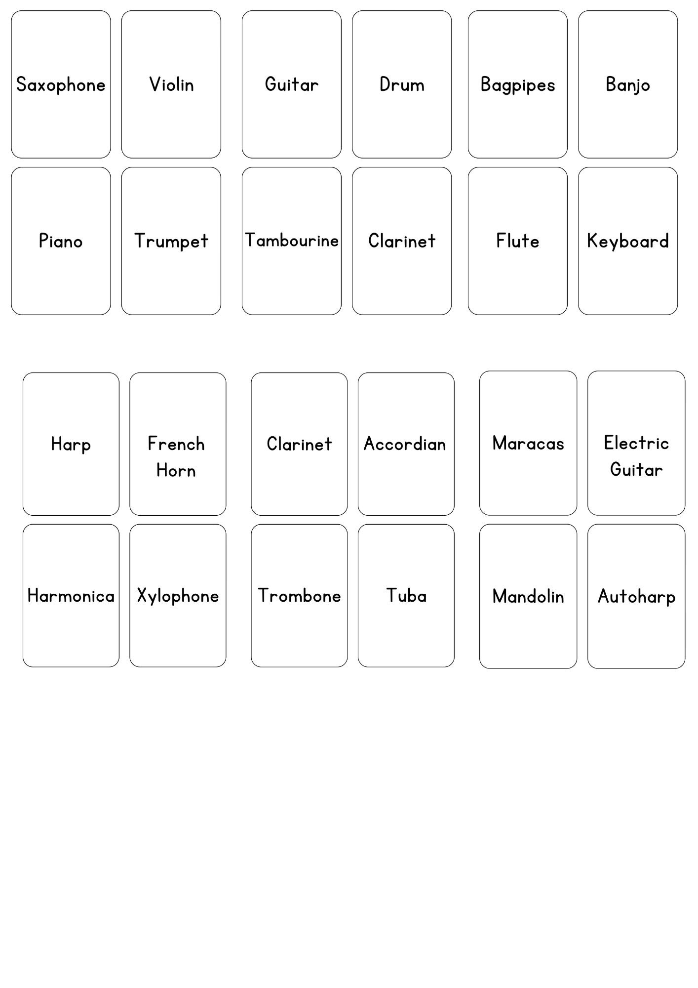 Instruments Flash Cards, Picture and Name Flashcards for Learning Music ...