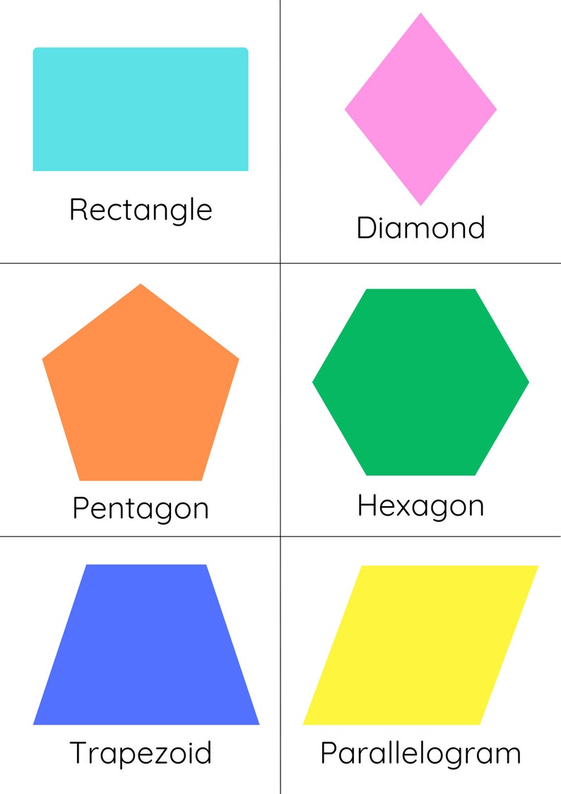 Labeled Flash Cards In Shape Flashcards, 12 Shape Cards Blank and Labeled, Young Learner Shape ...