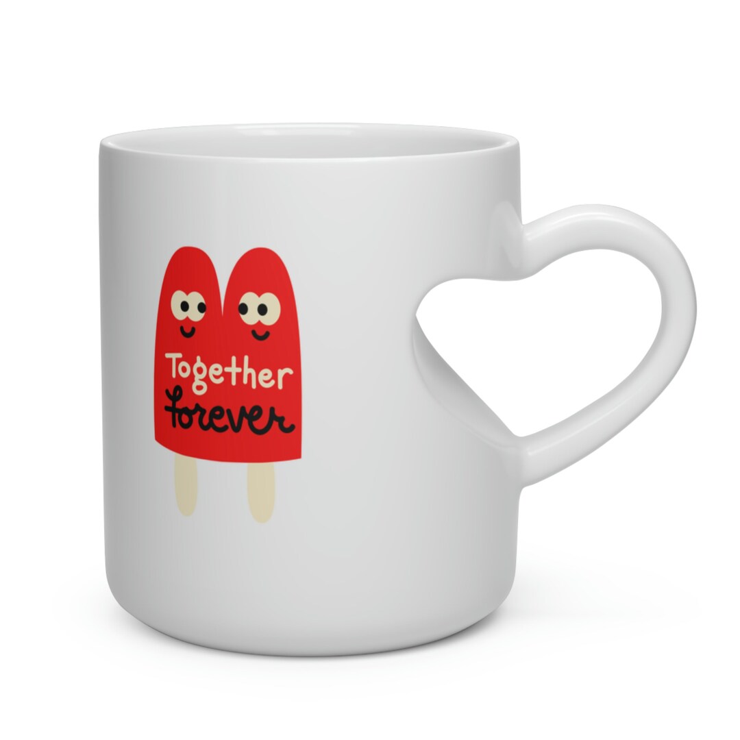 Heart Shape Mug With Cute Ice Cream Design Valentine Day Etsy