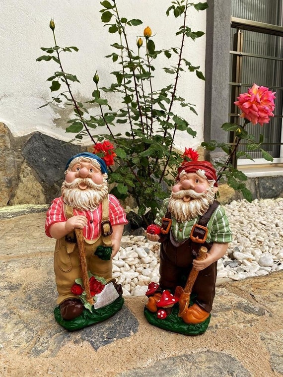 2 Large Garden Gnomes Garden Statue Decor Couple Decor 2 Etsy