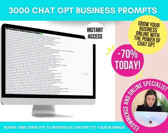 3000 Chat GPT Business Prompts, ChatGPT Prompts Marketing, Social Media Marketing, Chat GPT eCommerce & Online Business Prompts, ChatGPT