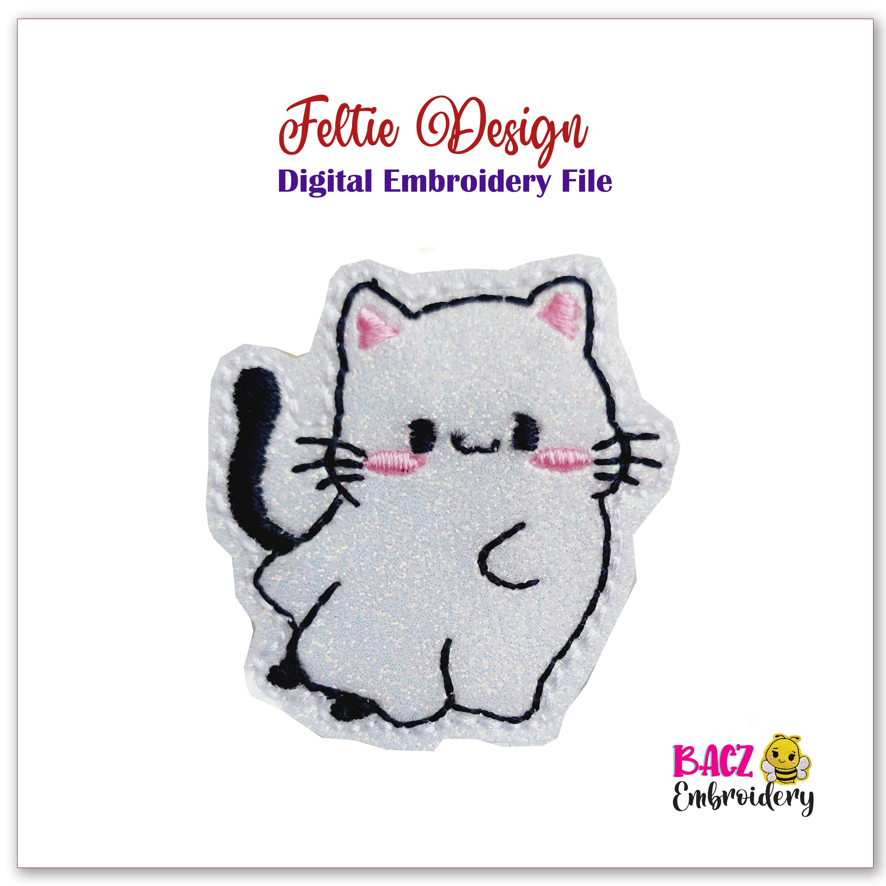 Ghost Cat Feltie Design Digitale Datei für Maschinenstickerei 2 Größen