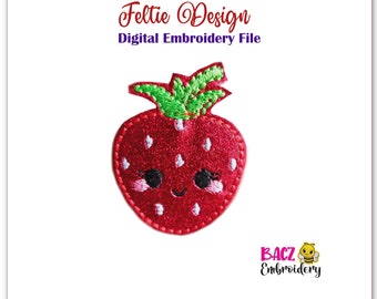 Archivo digital de diseño de fieltro de fresa para bordado a máquina 2 tamaños