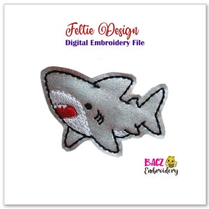 Shark Feltie Design Digital File For Machine Embroidery  2 Sizes