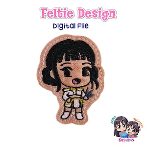 Zoey Feltie Design Digital File For Machine Embroidery  2 Sizes Huntrix Demon Hunter