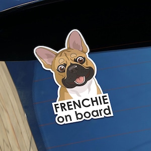 Sticker voiture Frenchie on board, sticker chien à bord bouledogue français