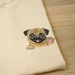 Hand painted "Pug in a pocket" tshirt