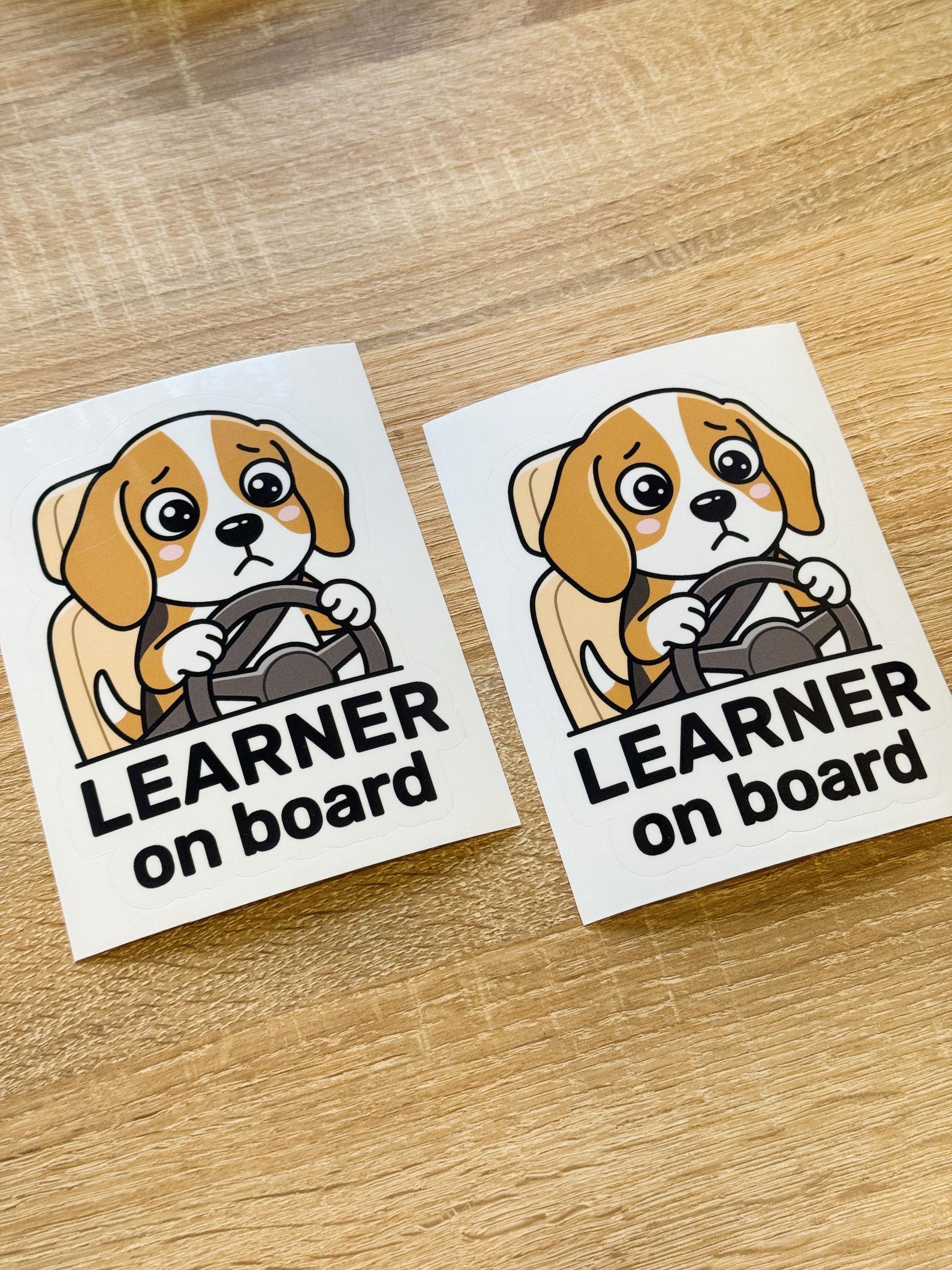 Funny Learner Driver Dog Sticker, Cute Beagle Learner on Board Decal ...
