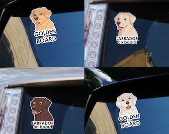 Car sticker Labrador/Golden Retriever on board, dog on board bumper sticker