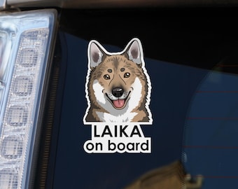 Naklejka na samochód Laika na pokładzie, naklejka na zderzak pies na pokładzie