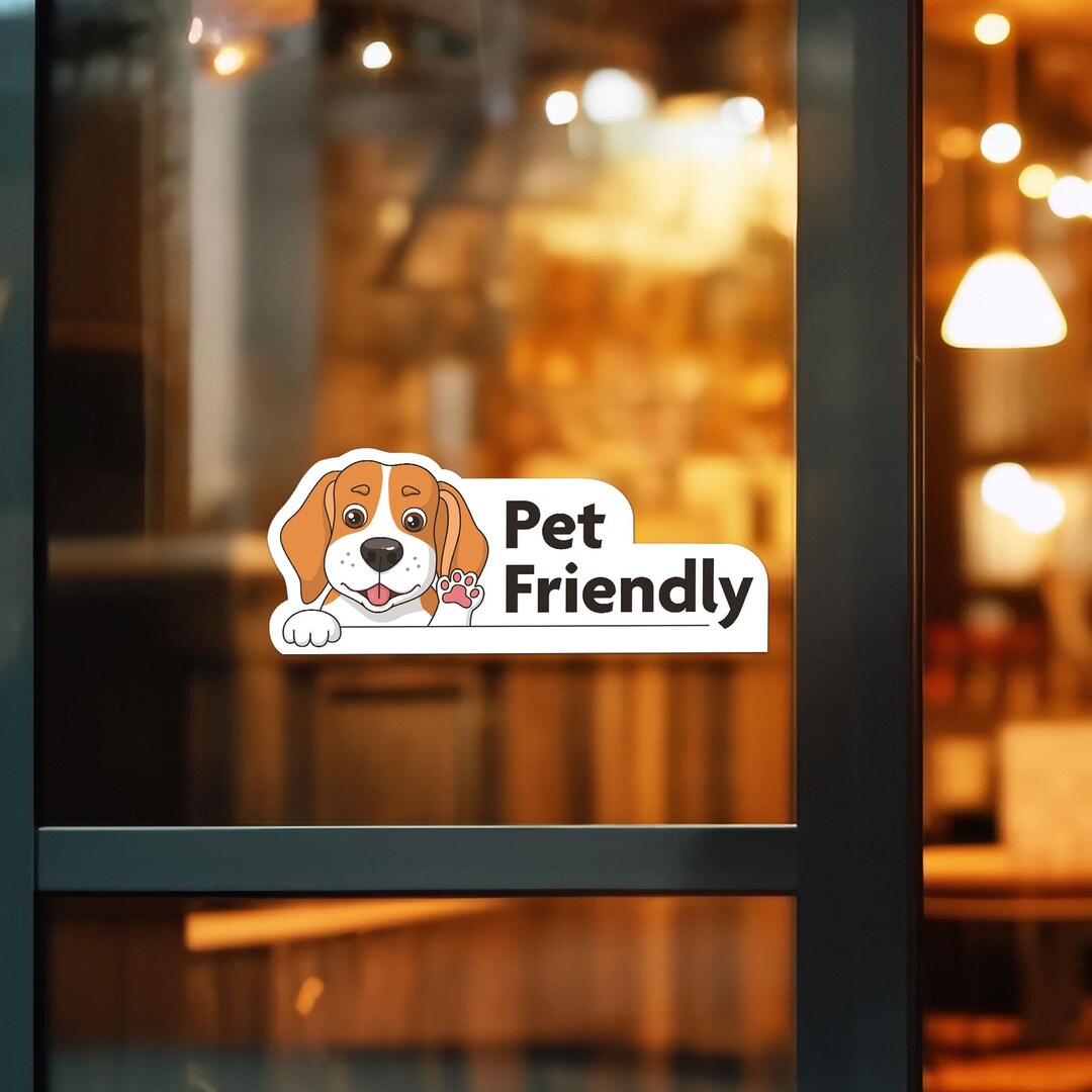 Pet Friendly Vinyl Sticker, Door Sign With Beagle, Corgi, French ...