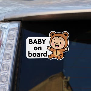 Cute "Baby on Board" Car Sticker – Cartoon Bear Baby Bumper Decal, Vinyl Sticker for Cars, Baby Girl or Boy on Board Sign