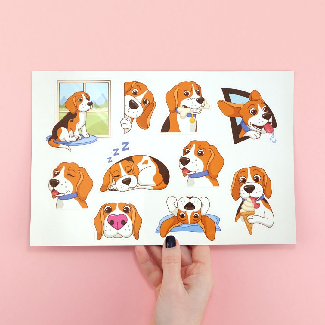 Beagle Dog Vinyl Sticker Pack – Glossy Waterproof Stickers | A5 Sheet ...