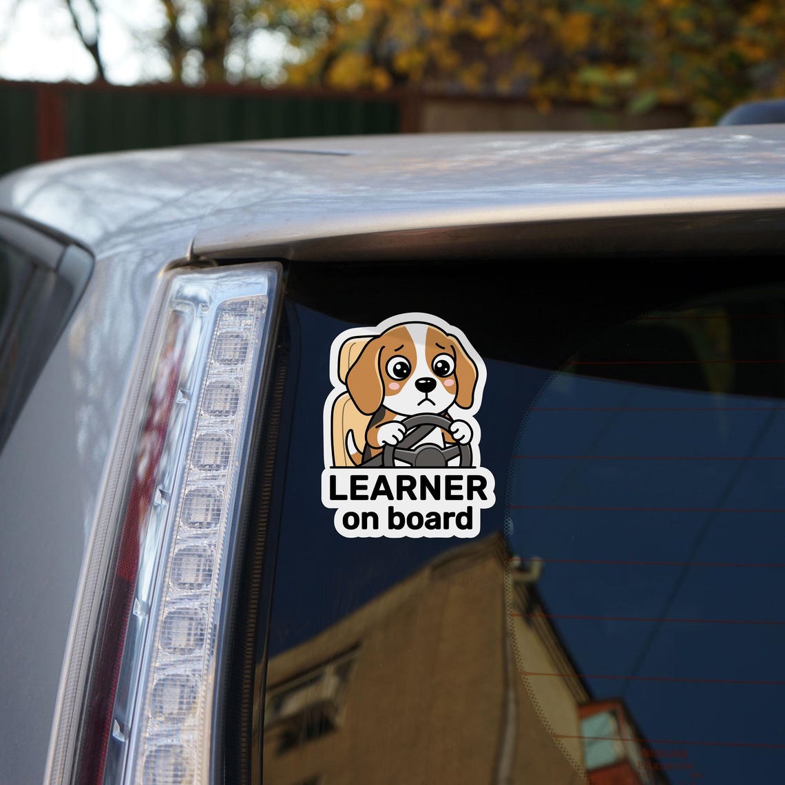 Funny Learner Driver Dog Sticker, Cute Beagle Learner on Board Decal ...