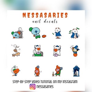 Bts Bts Halloween nails - K-pop nail art - waterslide nail decals - bangtan nail art - Cooky rj Tata mang shooky koya chimmy -