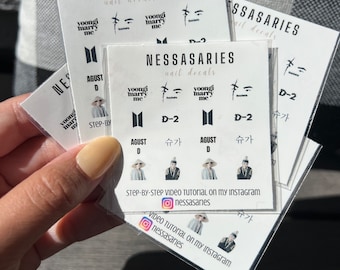 Stickers BTS Suga Agust d pour toboggan aquatique - nail art daechwita d-2 - ongles K-pop - ongles bangtan - ongles tournée de concerts - shooky yoongi mariez-moi