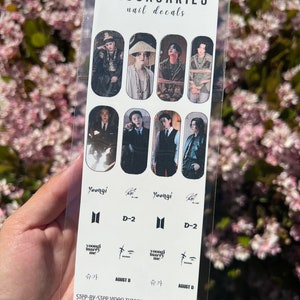 BTS agust d - unhas com decalque waterslide haegeum daechwita - unhas Min Yoongi - unhas K-pop - unhas bangtan - unhas de turnê de concerto - viés suga