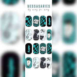 BTS Jhope waterslide decal nails - nail art - K-pop nails - Bts hobi - jack in the box album