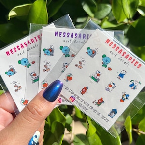 BTS Halloween nails - waterslide nail decals - cute chibi kawaii nail art - K-pop nails - bangtan nail - Halloween - Cooky Tata shooky