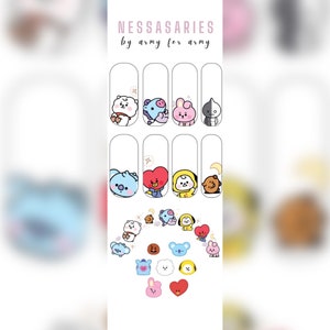 BTS waterslide decal nails - nail art - K-pop nails - BT21