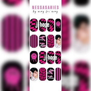 BTS Jhope waterslide decal nails - nail art - K-pop nails - Bts hobi - jack in the box album - hobipalooza