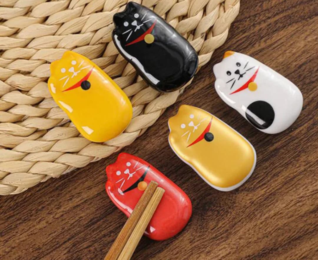 Japanese Style Chopstick Holder Lucky Cat Chopstick Stand Etsy