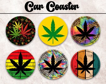 Car Coaster Png, Weed Car Coaster Bundle, Cannabis Sublimation Design, Digital Png File Instant Download
