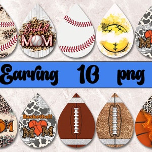 Sport Teardrop Earrings Png, Sublimation Earring Designs, Teardrop Earring Bundle, Instant Download, Earring Bundle