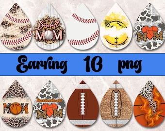 Sport Teardrop Earrings Png, Sublimation Earring Designs, Teardrop Earring Bundle, Instant Download, Earring Bundle