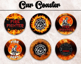 Auto Untersetzer Png, Feuerwehr Untersetzer Bündel, Feuerwehrmann Sublimation Design, Digitale Png Datei direkter Download