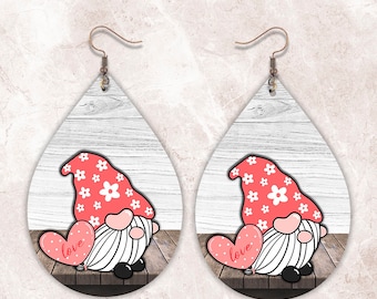 Valentines Day Gnome Png Sublimation Earring Designs, Earring Blanks Design, Sublimation Designs Downloads