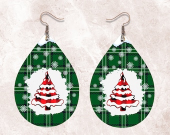 Earring, Christmas Tree Design Sublimation Png, Teardrop Earrings Template, Digital Download