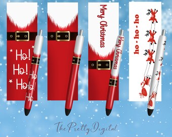 Santa Pen Wrap Bundle, Cute Christmas Png, Christmas Pen Wraps, 9 Free Tumbler Wrap Designs Included