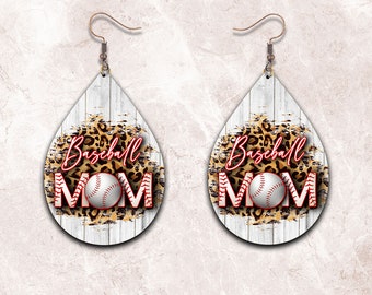 Teardrop Earring Png, Mom Earring, Baseball Mom Sublimation Design Png, Earring Blanks Design, Instant Download