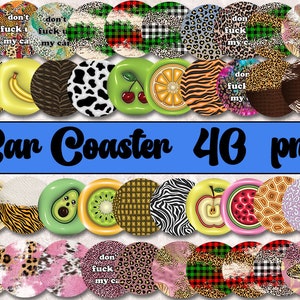 Car Coaster Sublimation Designs, Pattern Car Coasters Png, Car Coaster Bundle