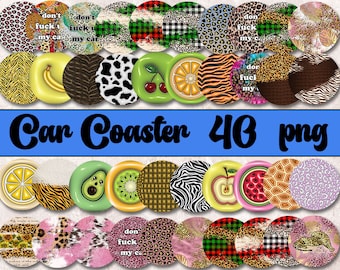 Car Coaster Sublimation Designs, Pattern Car Coasters Png, Car Coaster Bundle