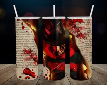 Horror Tumbler Wrap 20oz Horror Movie Skinny Tumbler Wraps Halloween Tumbler Sublimation Designs