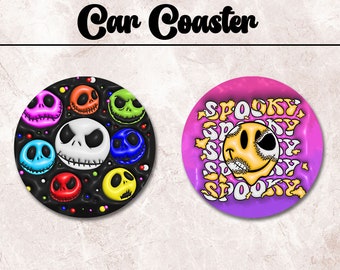 Car Coaster Png, Halloween Png, Car Coaster Sublimation Png, Halloween Car Coaster