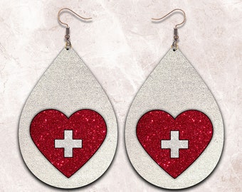 Valentines Day Nurse Earring Png Sublimation File, Nurse Life Png Sublimation Design, Instant Download Sublimation