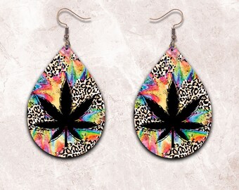 Earring Png, Tie Dye Cannabis Sublimation Earring Designs, Weed Earring Sublimation Designs, Digital Png Instant Download