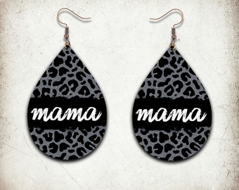 Teardrop Earring Png, Mama Sublimation Earring Designs, Cheetah Earring Sublimation Designs, Digital Png Instant Download