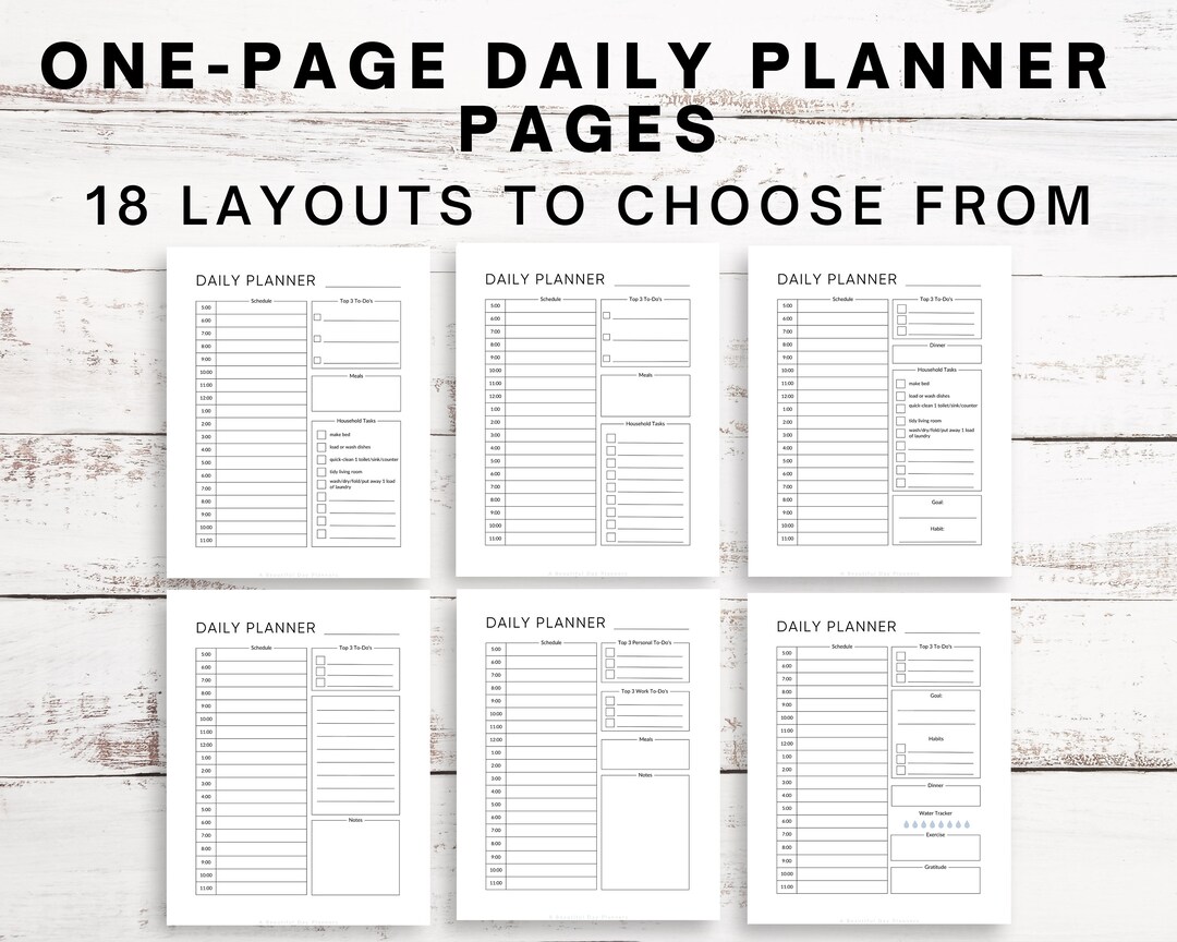 One Page Daily Planner, Minimal Printable Daily Planner, Daily Planner ...