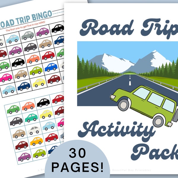 Kids Road Trip Games, 30 Pages, Printable, Road Trip Bingo, Kids Games Road Trips, Kids Travel Activities