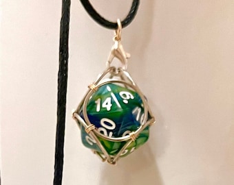 D20 Cage Necklace | Easy Change | Removable | Geeky Gift | D&D | Dice Cage | Tabletop Gaming | Pendant