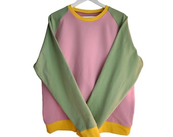 Felpa da uomo in cotone biologico / Maglione raglan colorblock / Certificazione GOTS / Prodotta in modo sostenibile in Germania