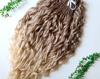 Blonde Curly Goddess Locs, Boho Faux Dreadlocks, Crochet Extensions, Soft Natural Look, 30 inch