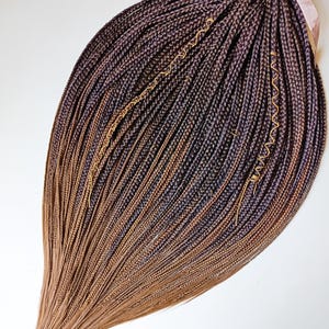Boho Brown Ombre Smooth Synthetic Braids Double or Single Ended, Pre Braided Temporary Distressed Long Braid Extensions